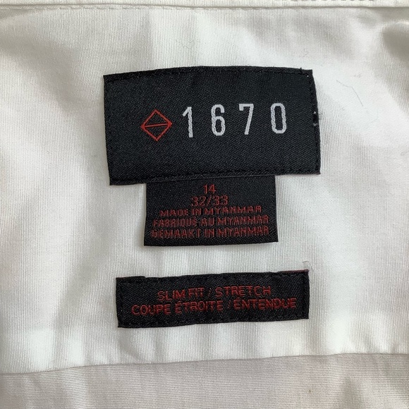 1670 Slim Fit Crisp White Dress Shirt Size 14 32/33 - Picture 8 of 10